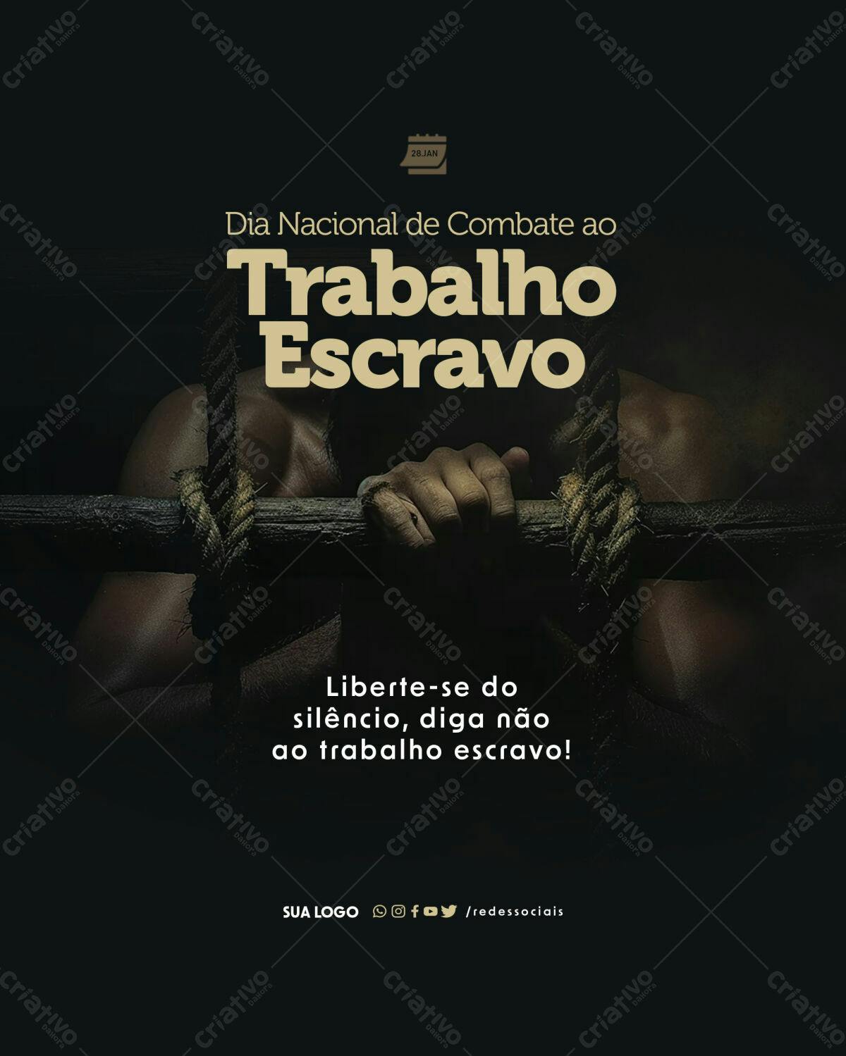 Post para Dia Nacional de Combate ao Trabalho Escravo PSD Editável