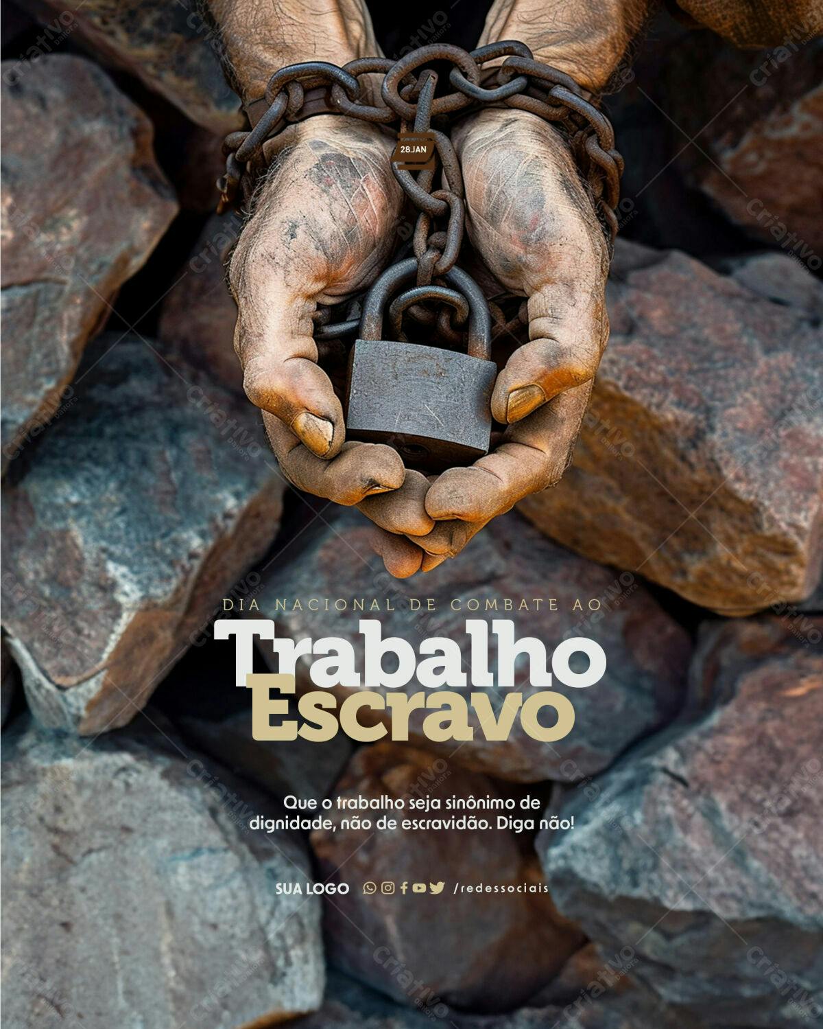 Flyer Dia Nacional de Combate ao Trabalho Escravo PSD Editável
