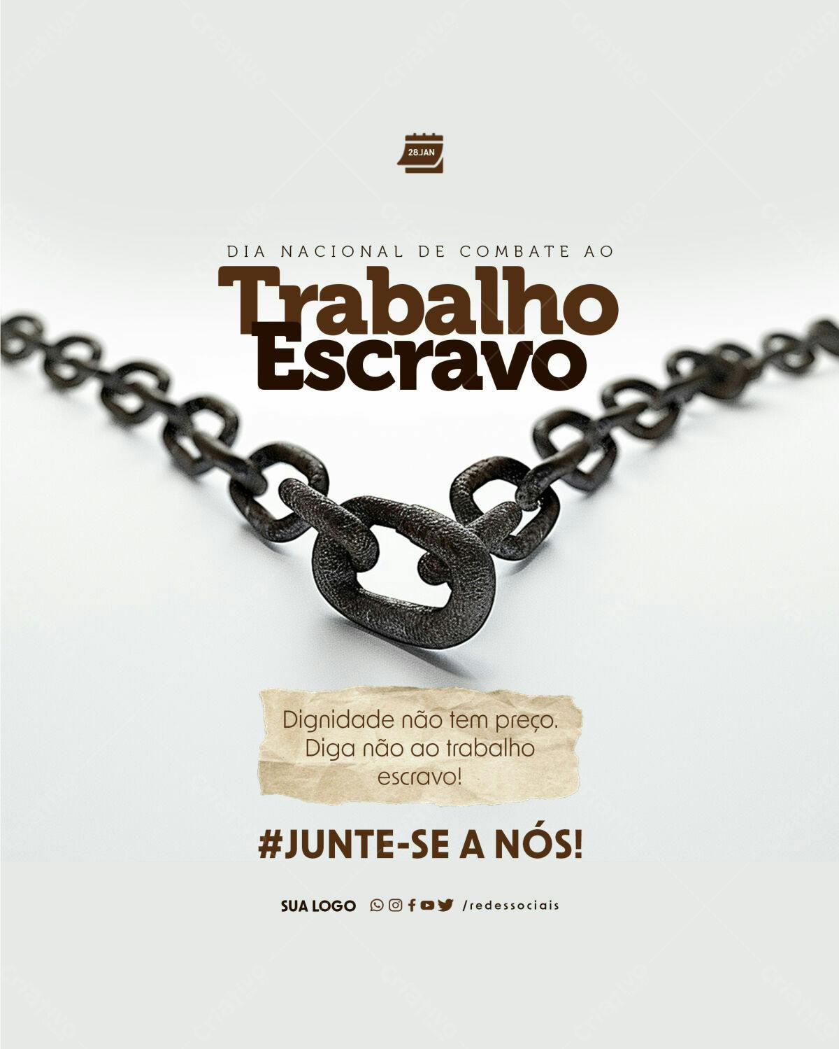 Flyer Dia Nacional de Combate ao Trabalho Escravo PSD Editável