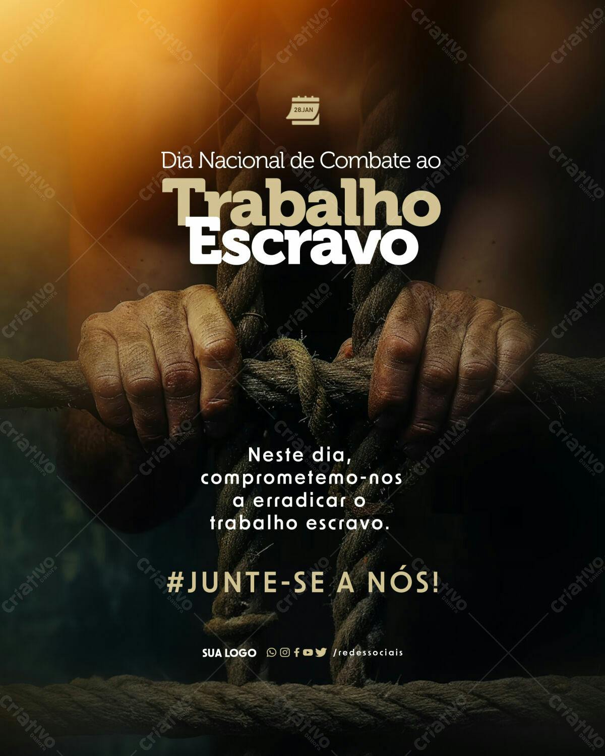 Post para Dia Nacional de Combate ao Trabalho Escravo PSD Editável