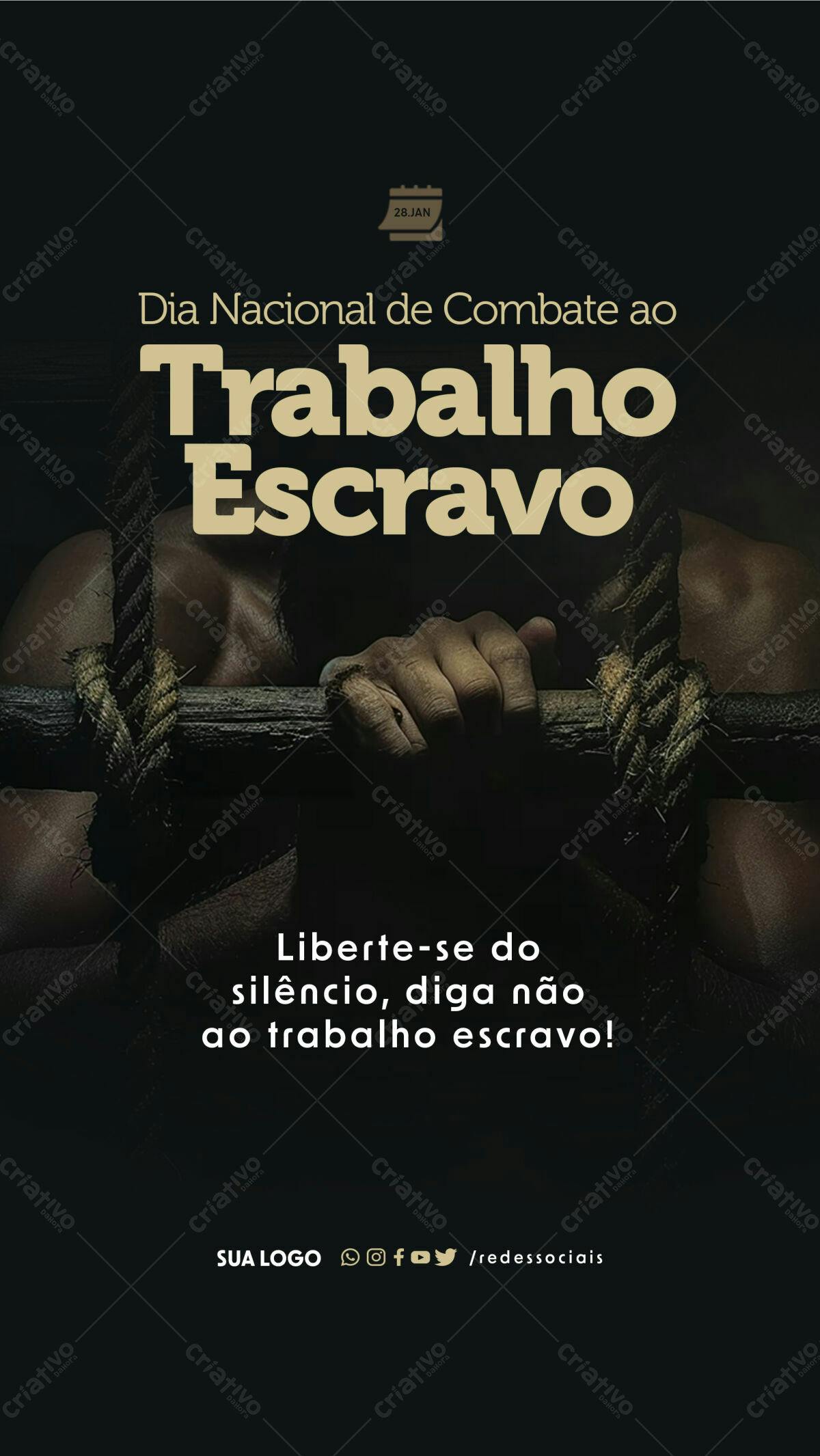 Flyer Dia Nacional de Combate ao Trabalho Escravo PSD Editável