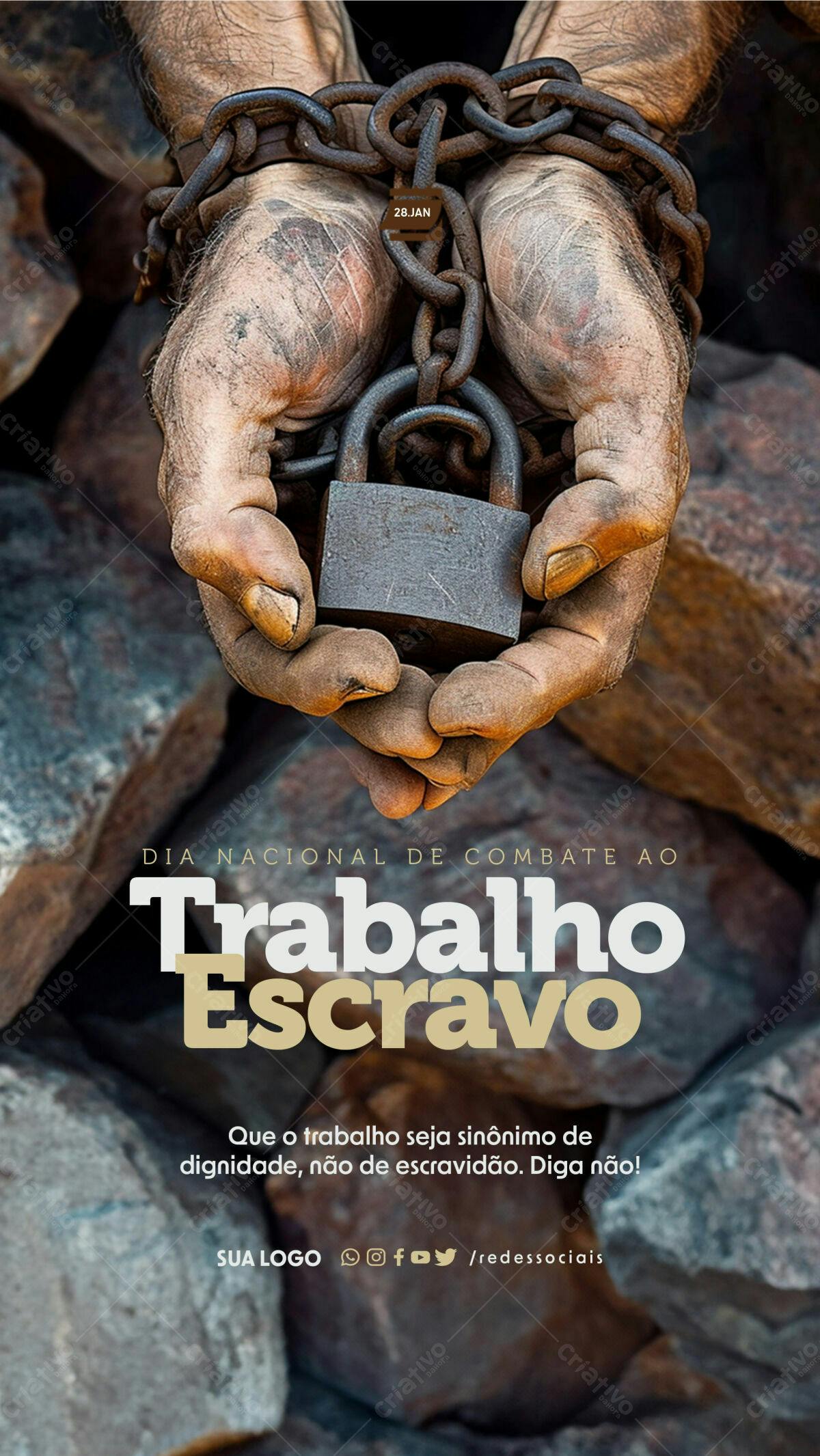 Flyer Dia Nacional de Combate ao Trabalho Escravo PSD Editável