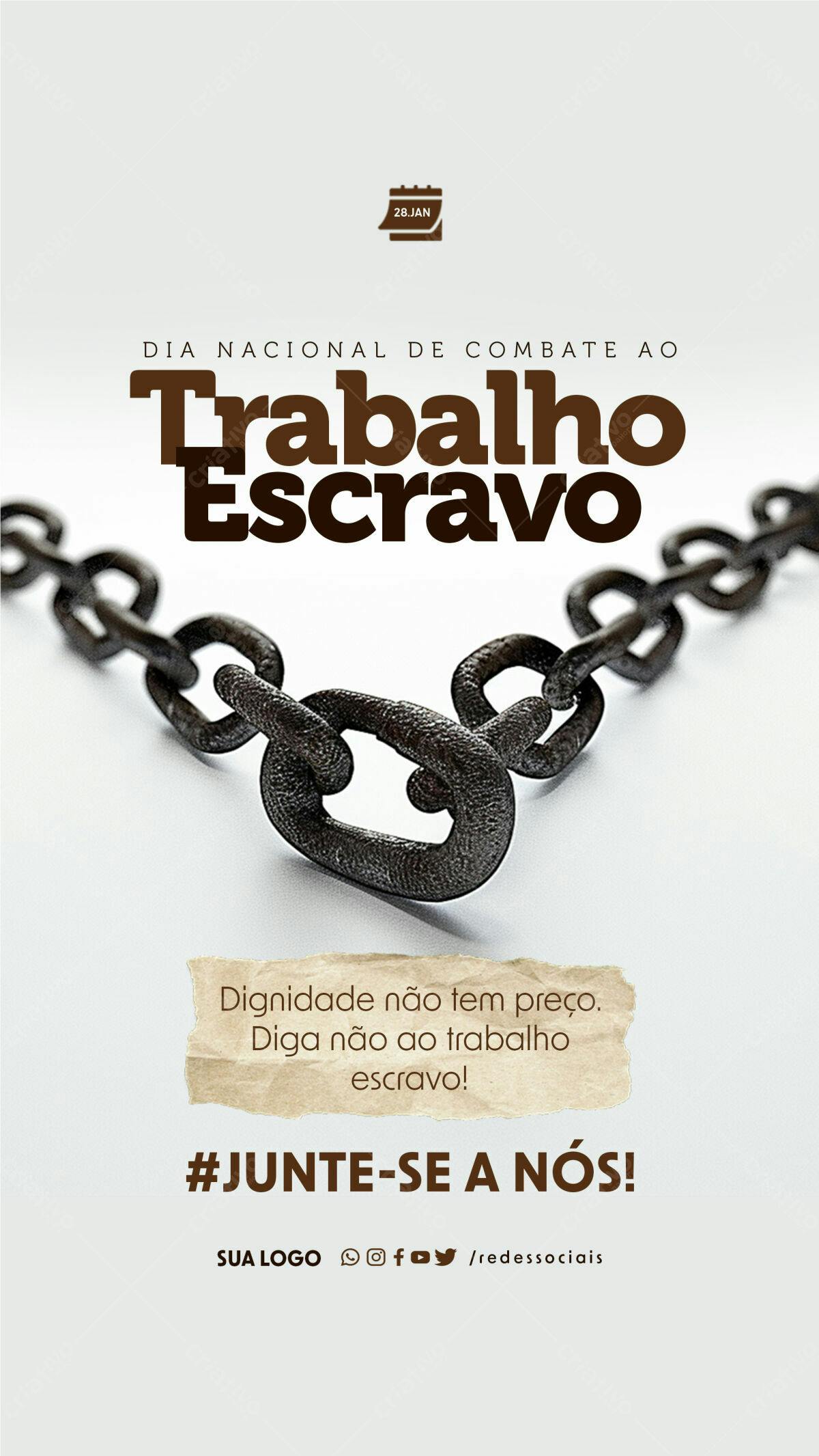 Flyer Dia Nacional de Combate ao Trabalho Escravo PSD Editável