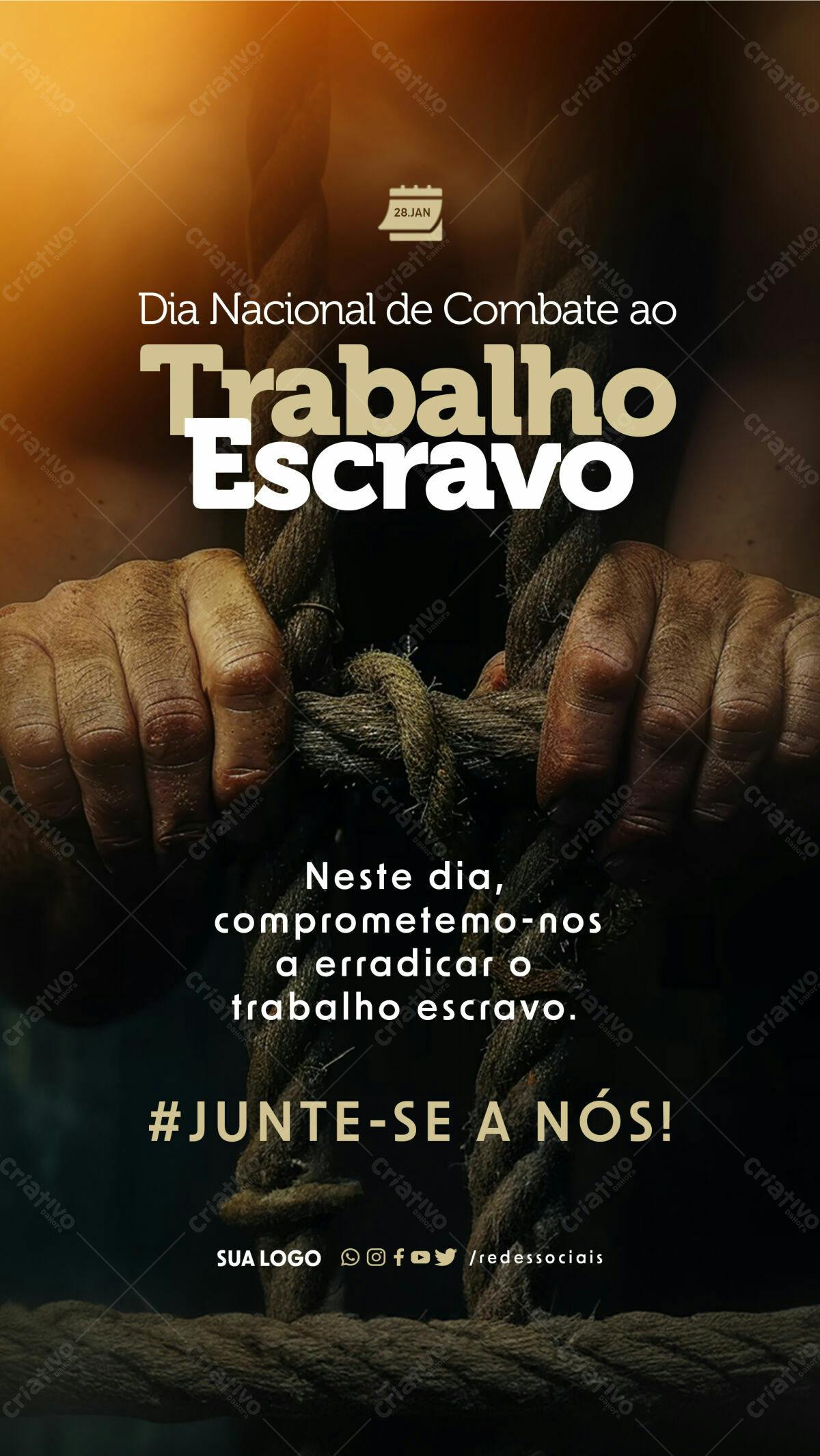 Flyer Dia Nacional de Combate ao Trabalho Escravo PSD Editável