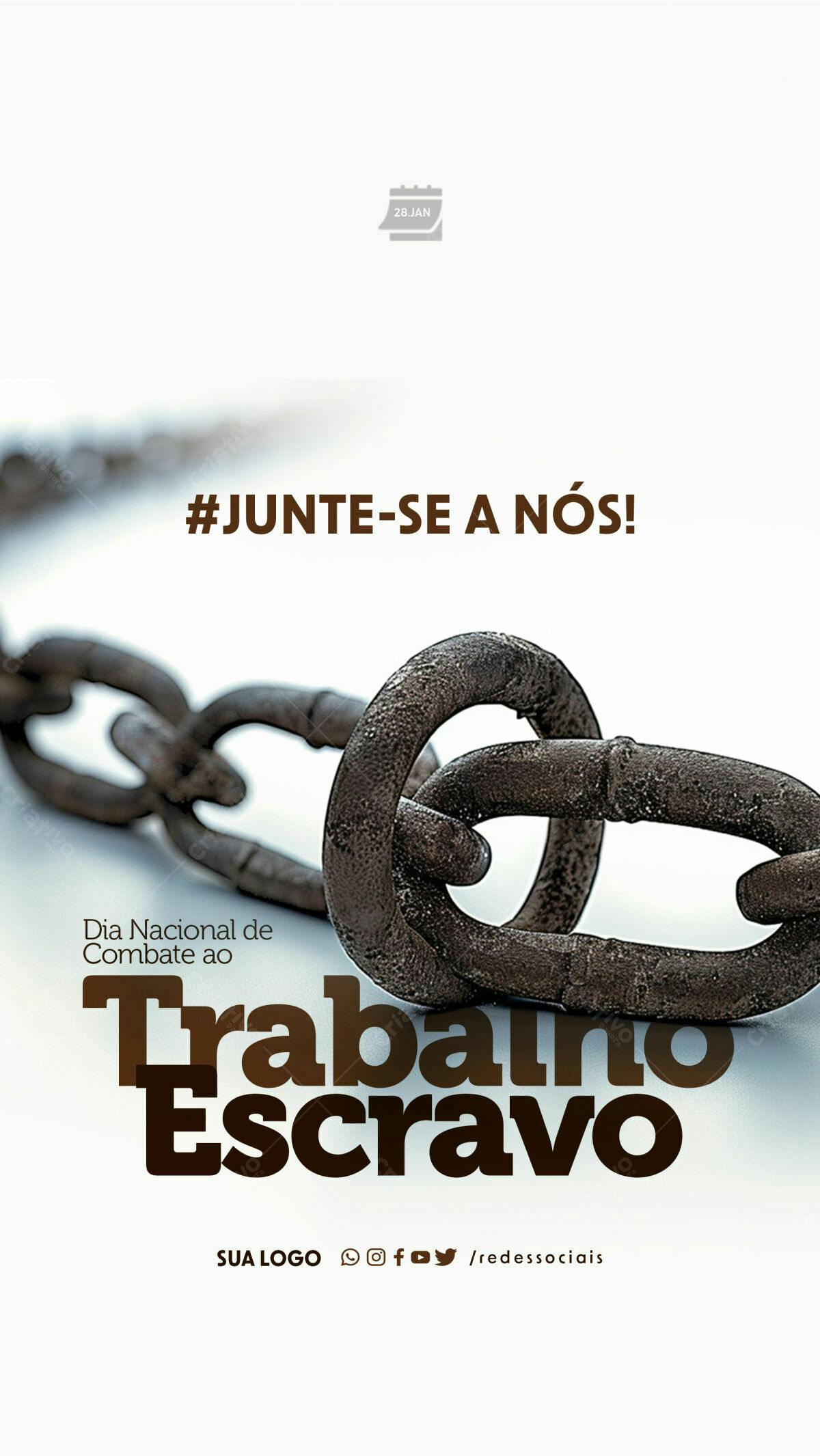 Flyer Dia Nacional de Combate ao Trabalho Escravo PSD Editável