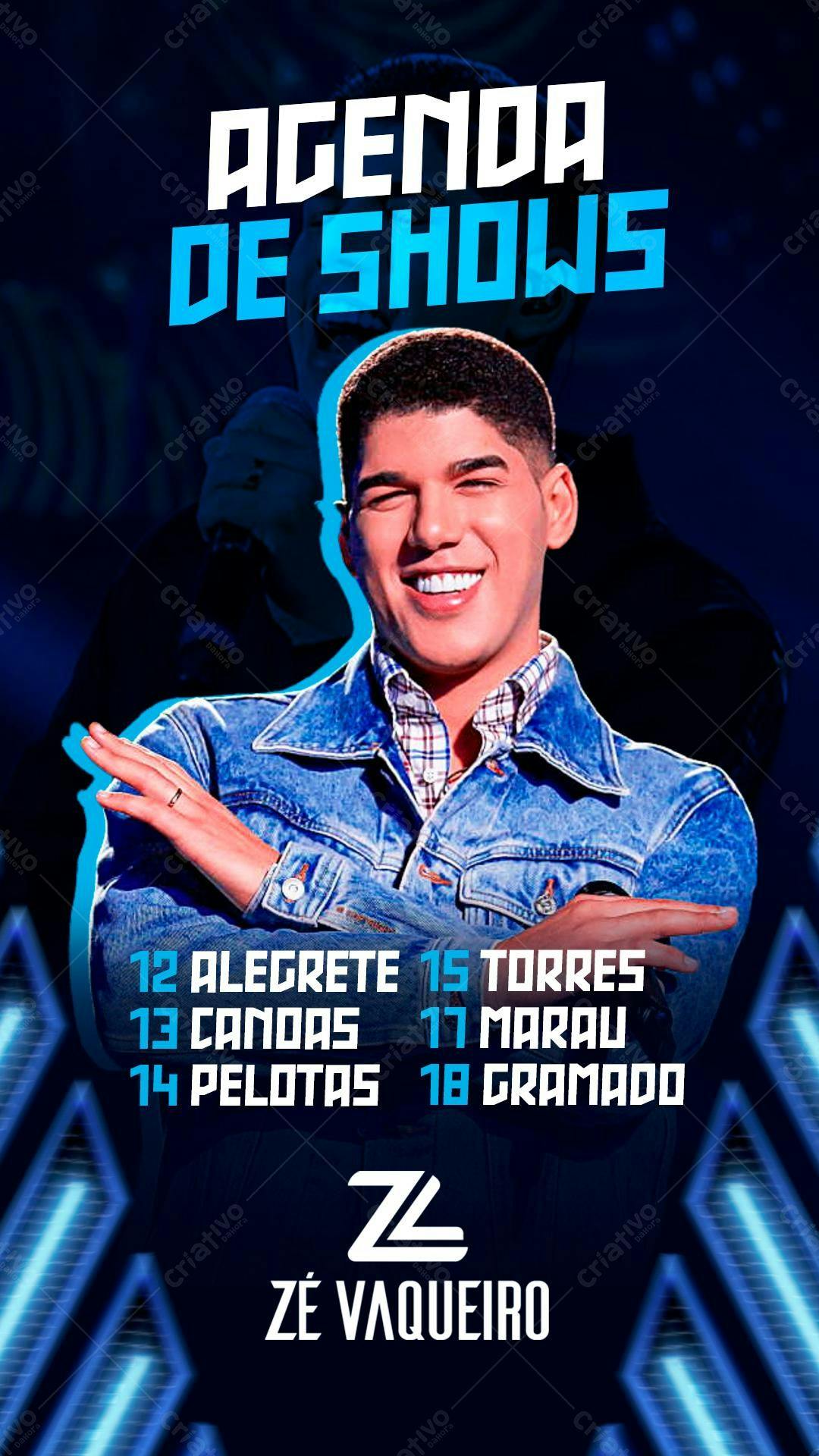 Flyer Agenda de Shows Zé Vaqueiro PSD Editável