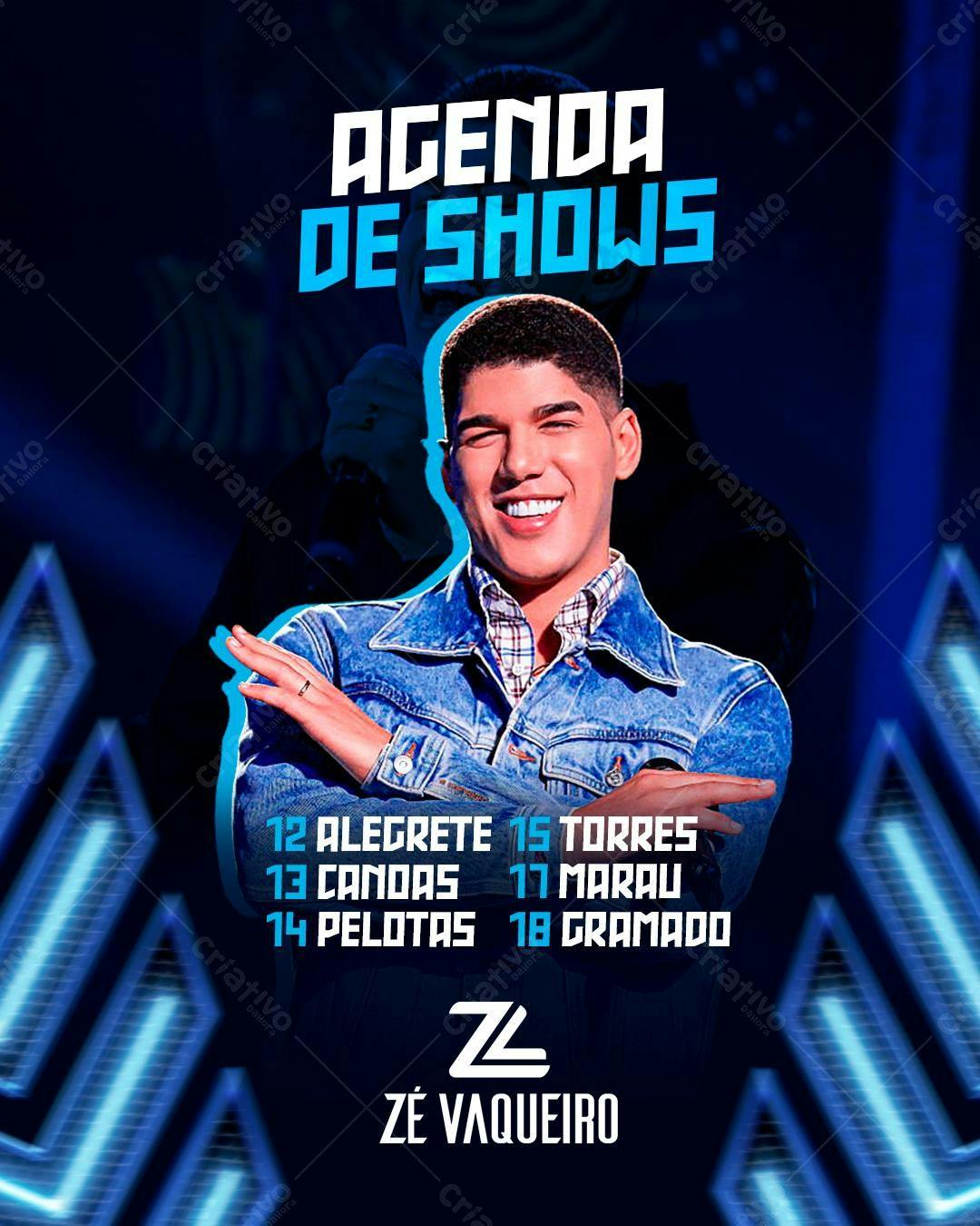 Flyer Agenda de Shows Zé Vaqueiro PSD Editável