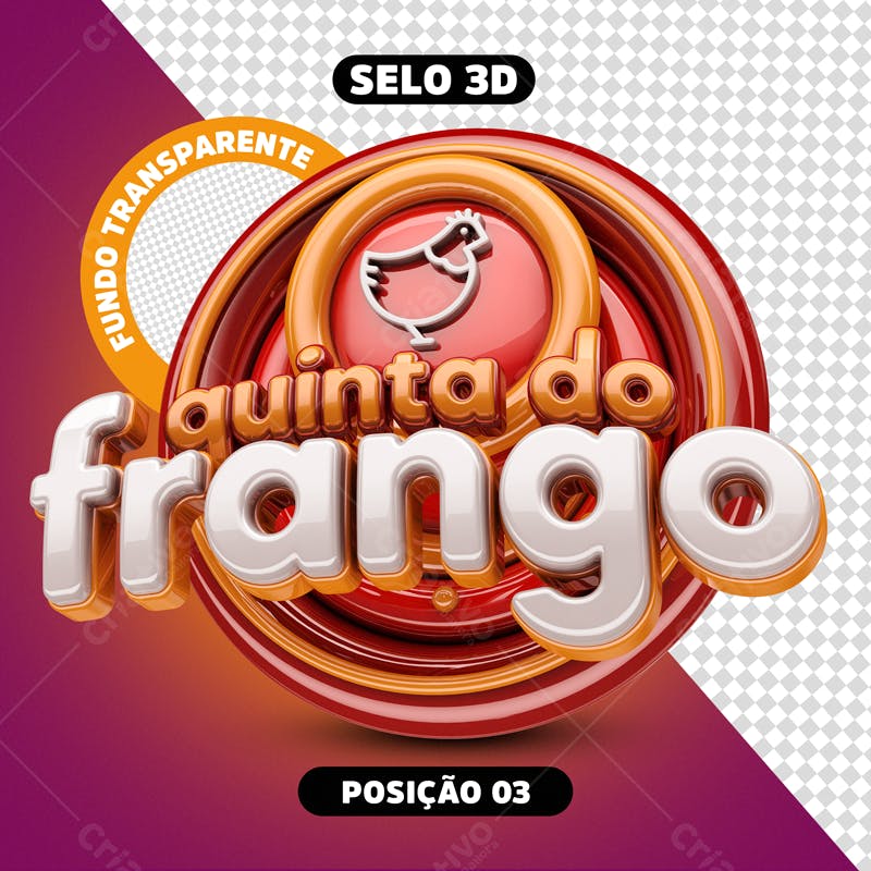 Selo 3D Quinta do Frango PSD Editável