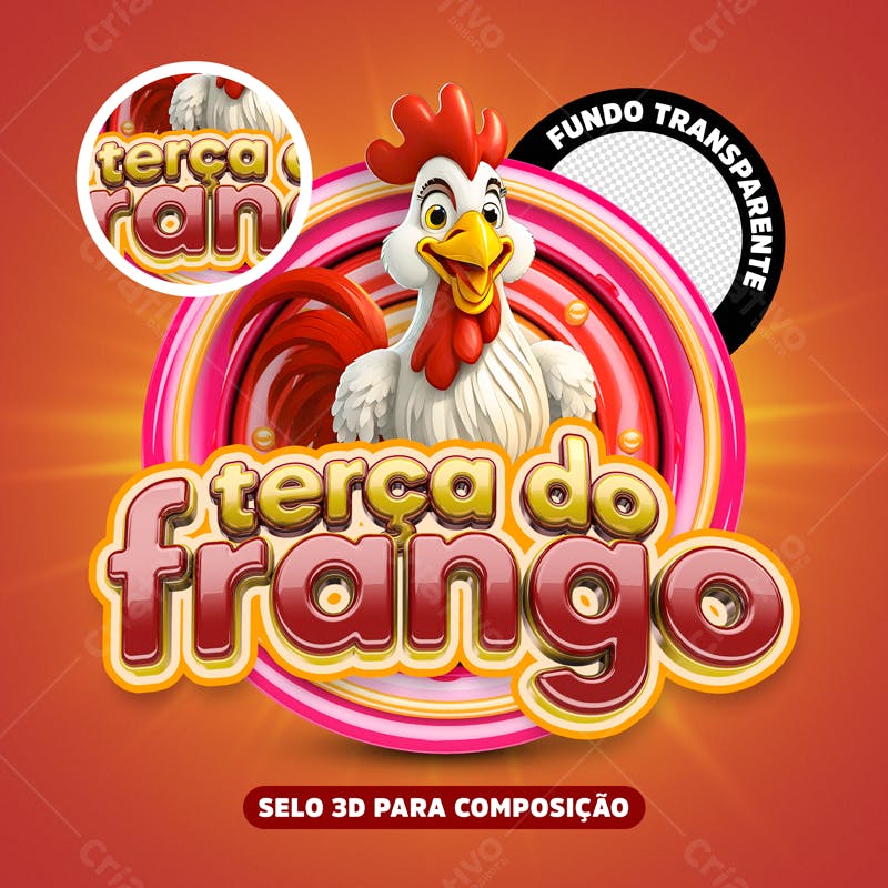Selo 3D Terça do Frango PSD Editável