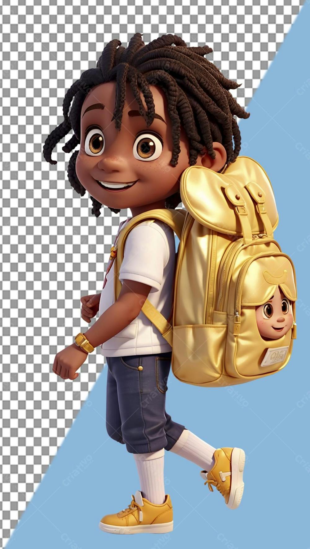 Volta Às Aulas 3D, menina negra, dreadlock, mochila, viagem, png, Disney, Pixar