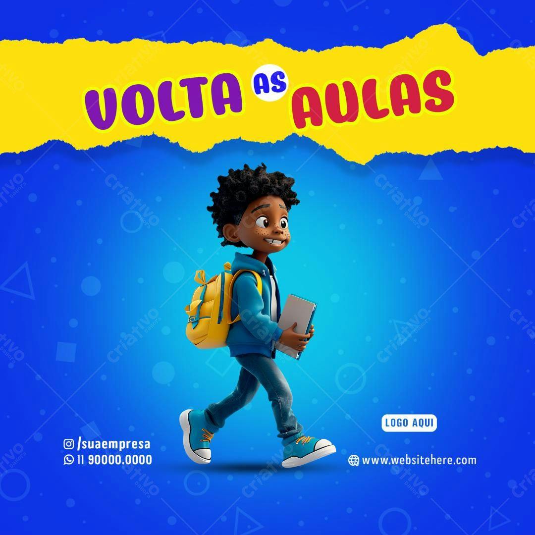 Postagem Volta às Aulas PSD Editável