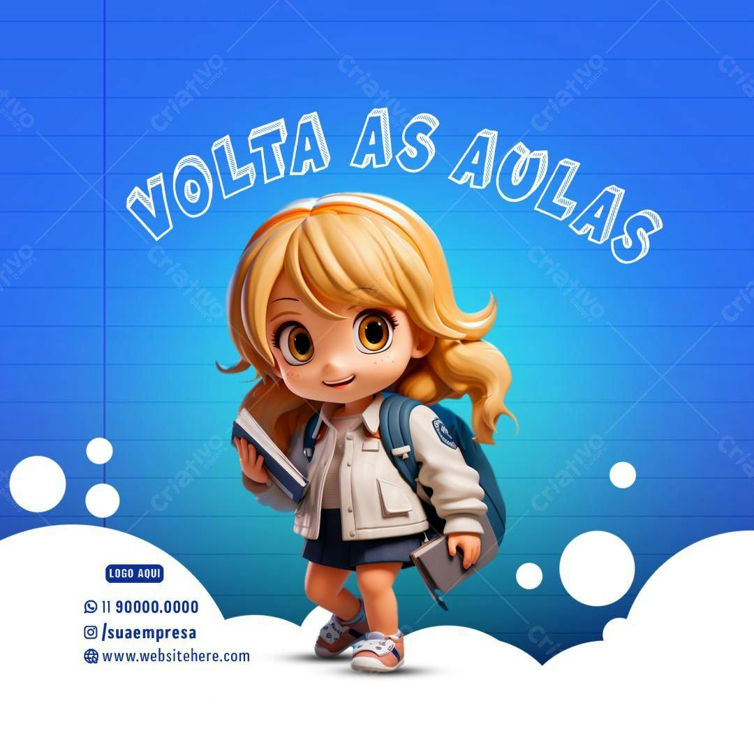 Postagem Volta às Aulas PSD Editável