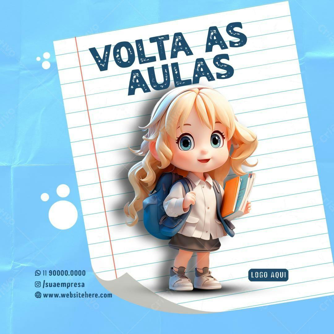 Post Voltar às Aulas PSD Editável