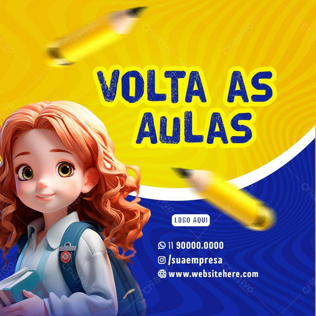 Post para Volta às Aulas PSD Editável
