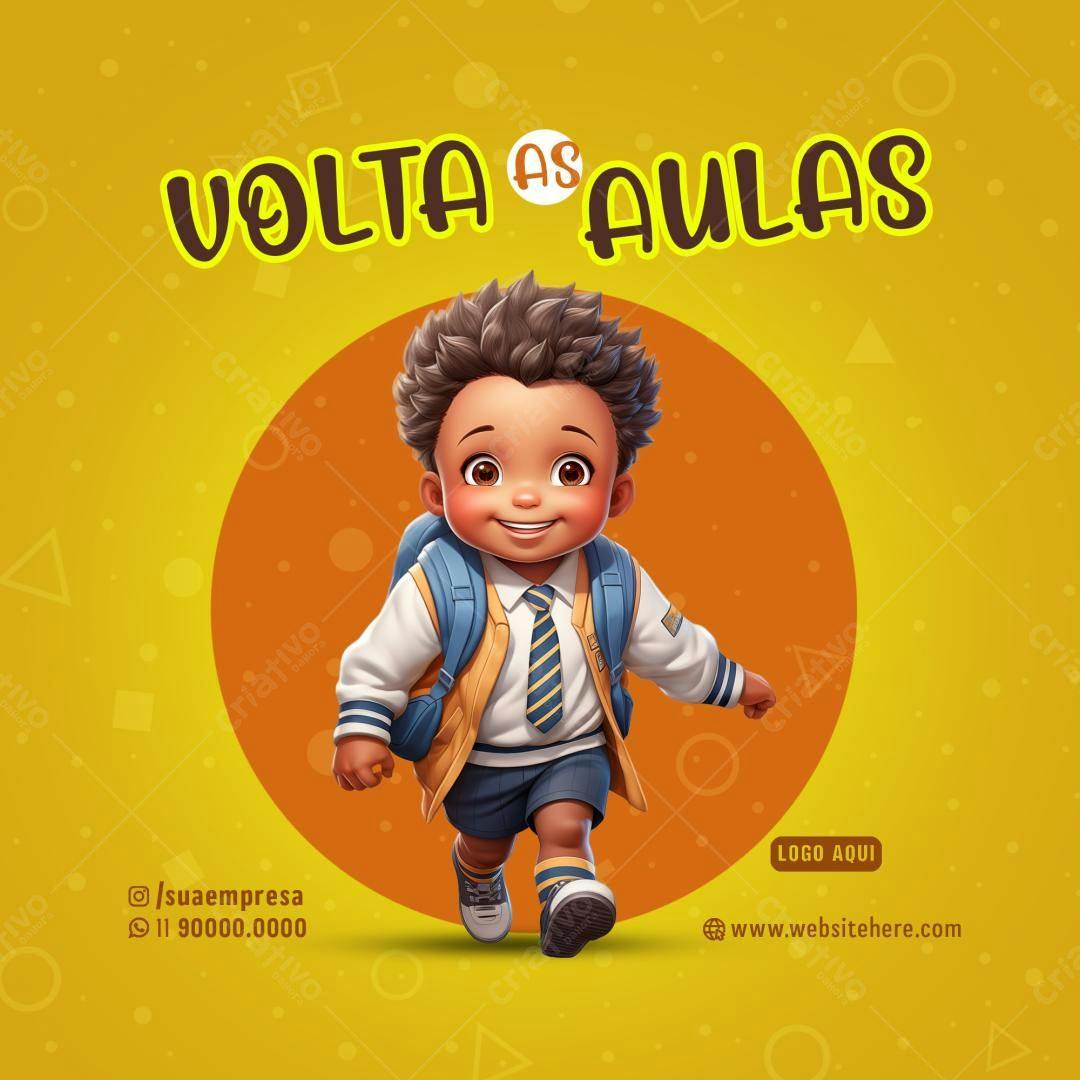 Postagem Volta às Aulas PSD Editável