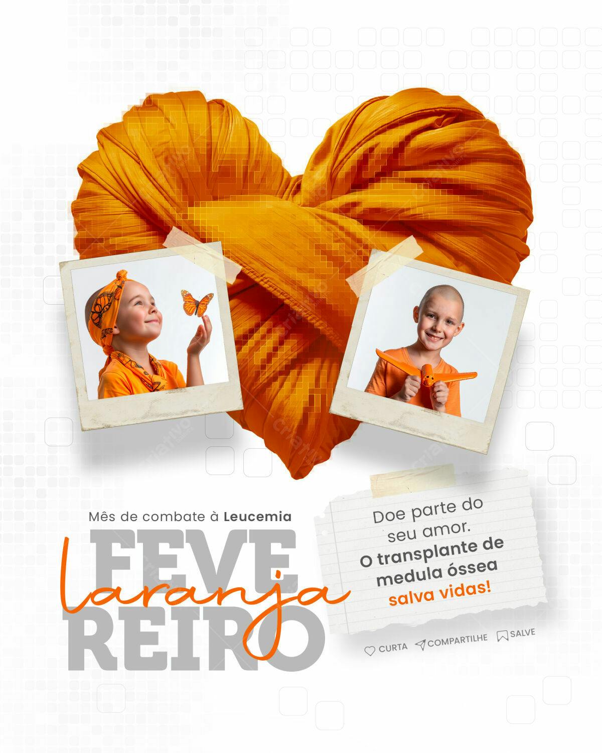 Flyer Fevereiro Laranja PSD Editável