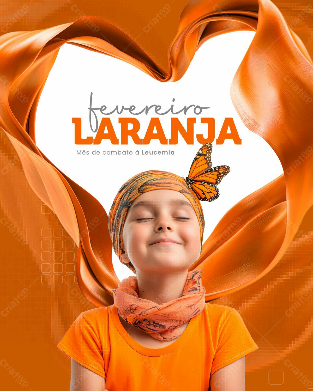 Flyer Fevereiro Laranja PSD Editável