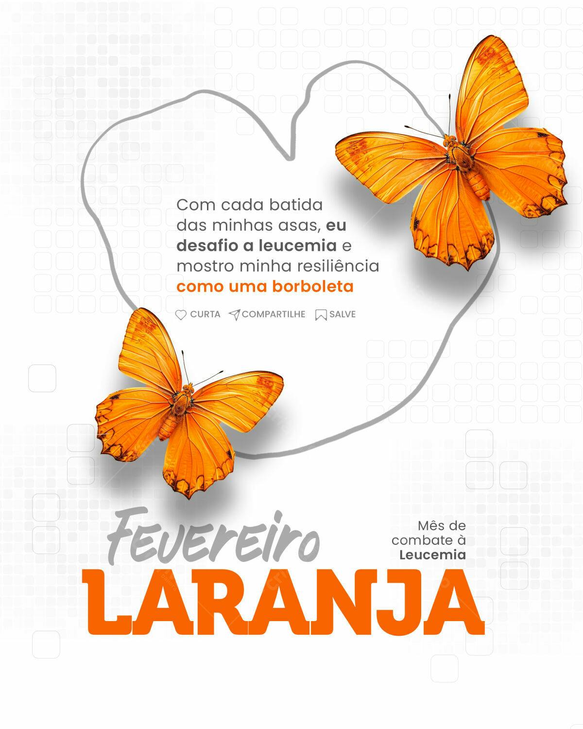 Flyer Fevereiro Laranja para Conscientização da Leucemia PSD Editável