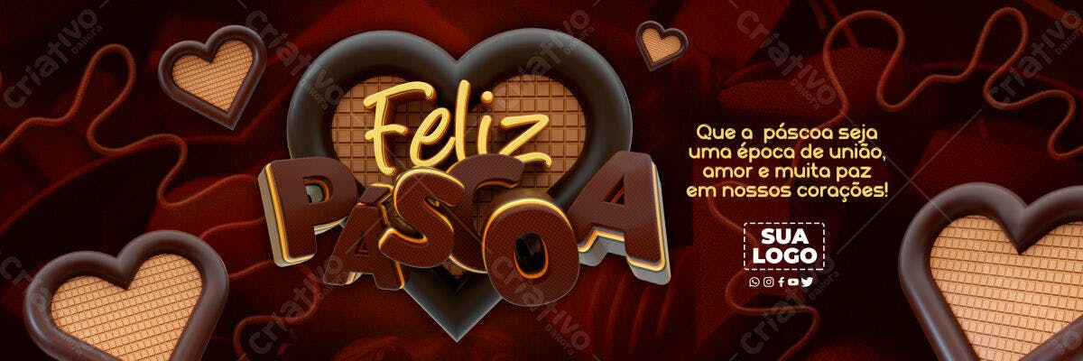 Banner Páscoa com Chocolates PSD Editável