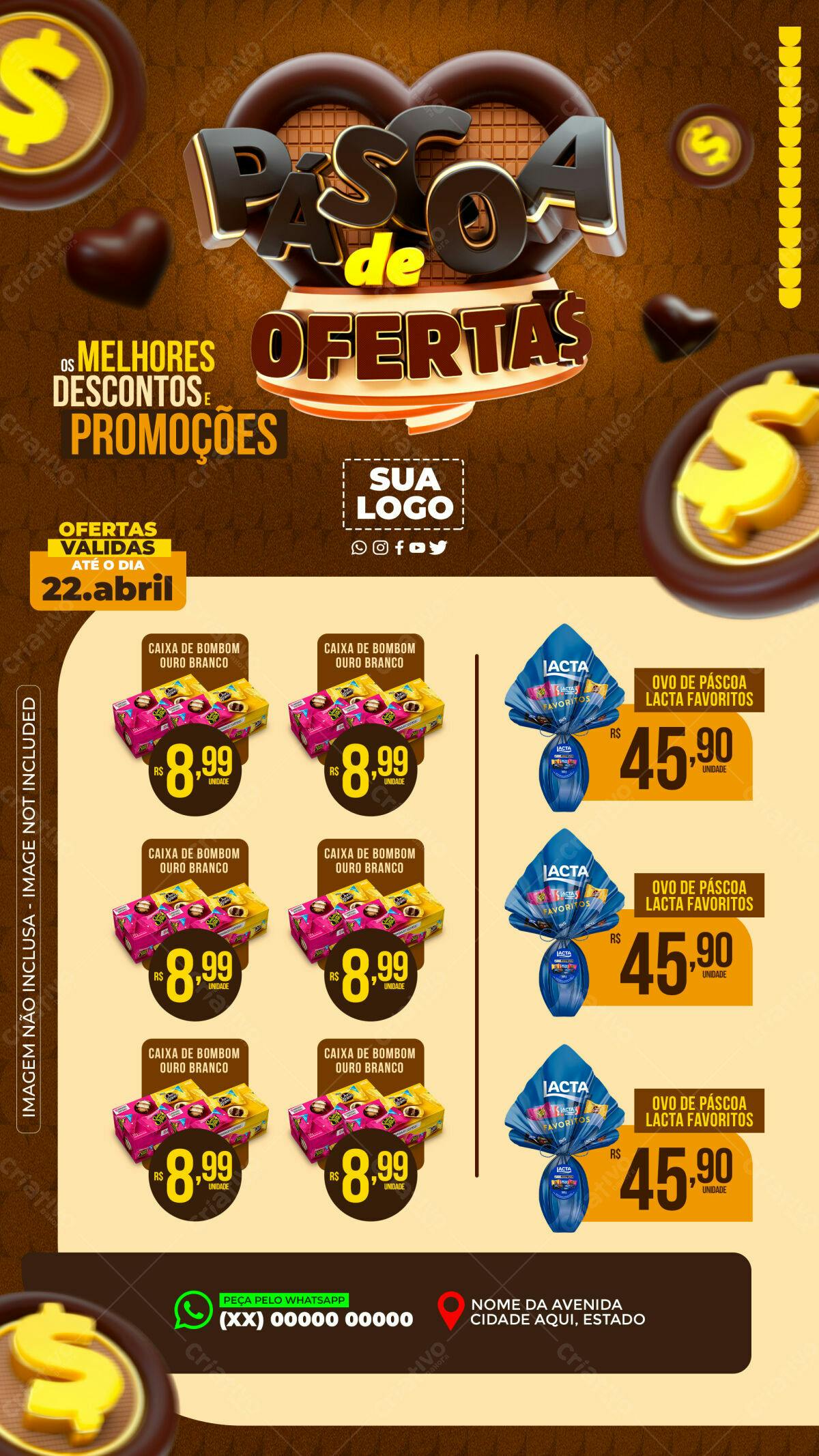Flyer Páscoa de Ofertas PSD Editável