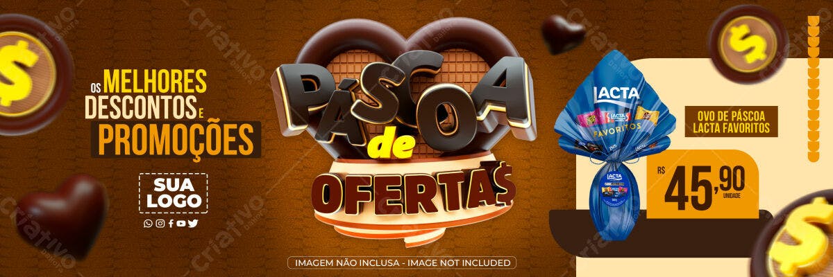 Banner Páscoa com Descontos PSD Editável