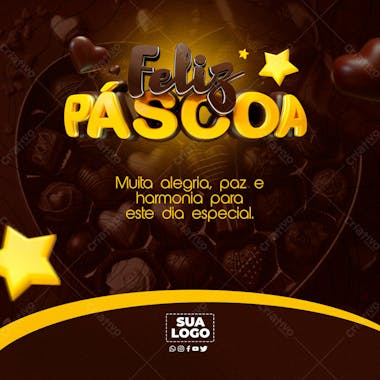 Feliz páscoa social media psd editável