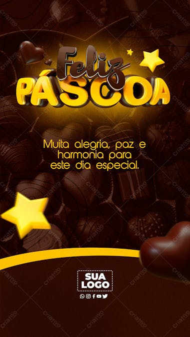 Feliz páscoa social media psd editável