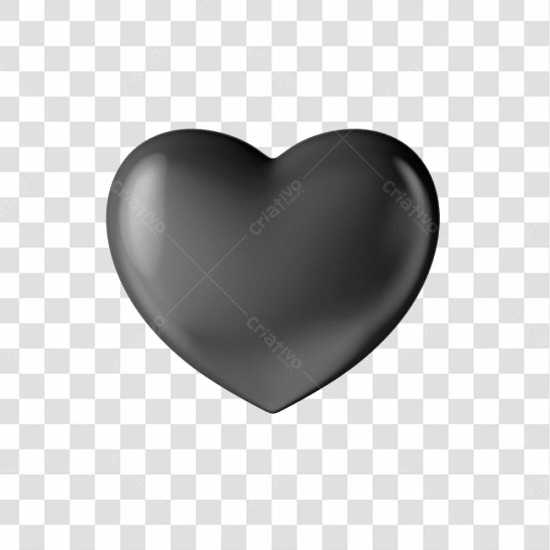 Ícone coração preto PNG com fundo transparente
