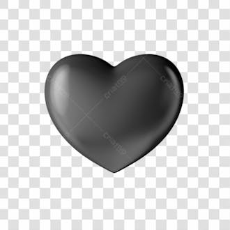 Asset 3d coração preto símbolo de luto com fundo transparente