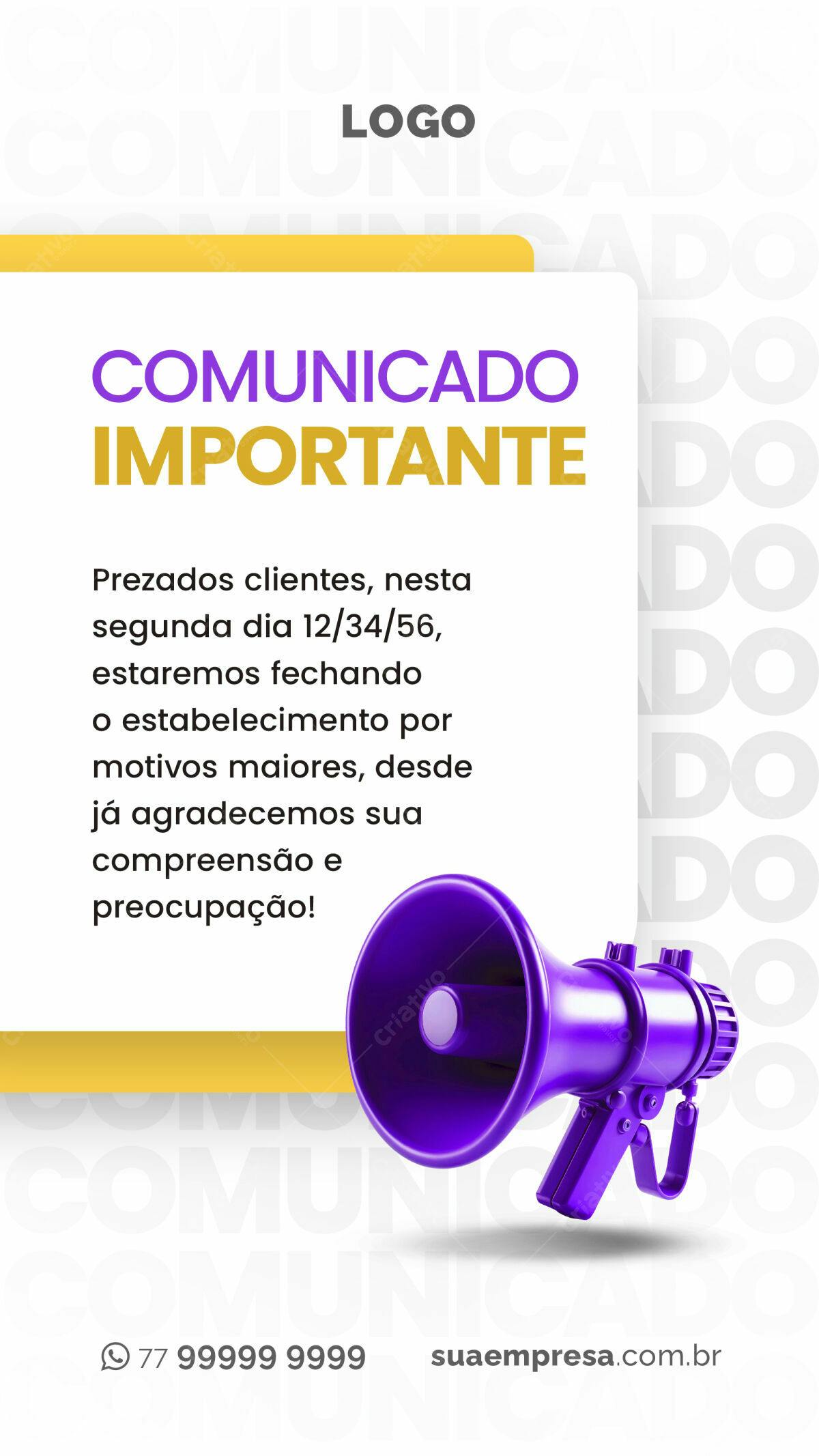 Comunicado Importante PSD Editável
