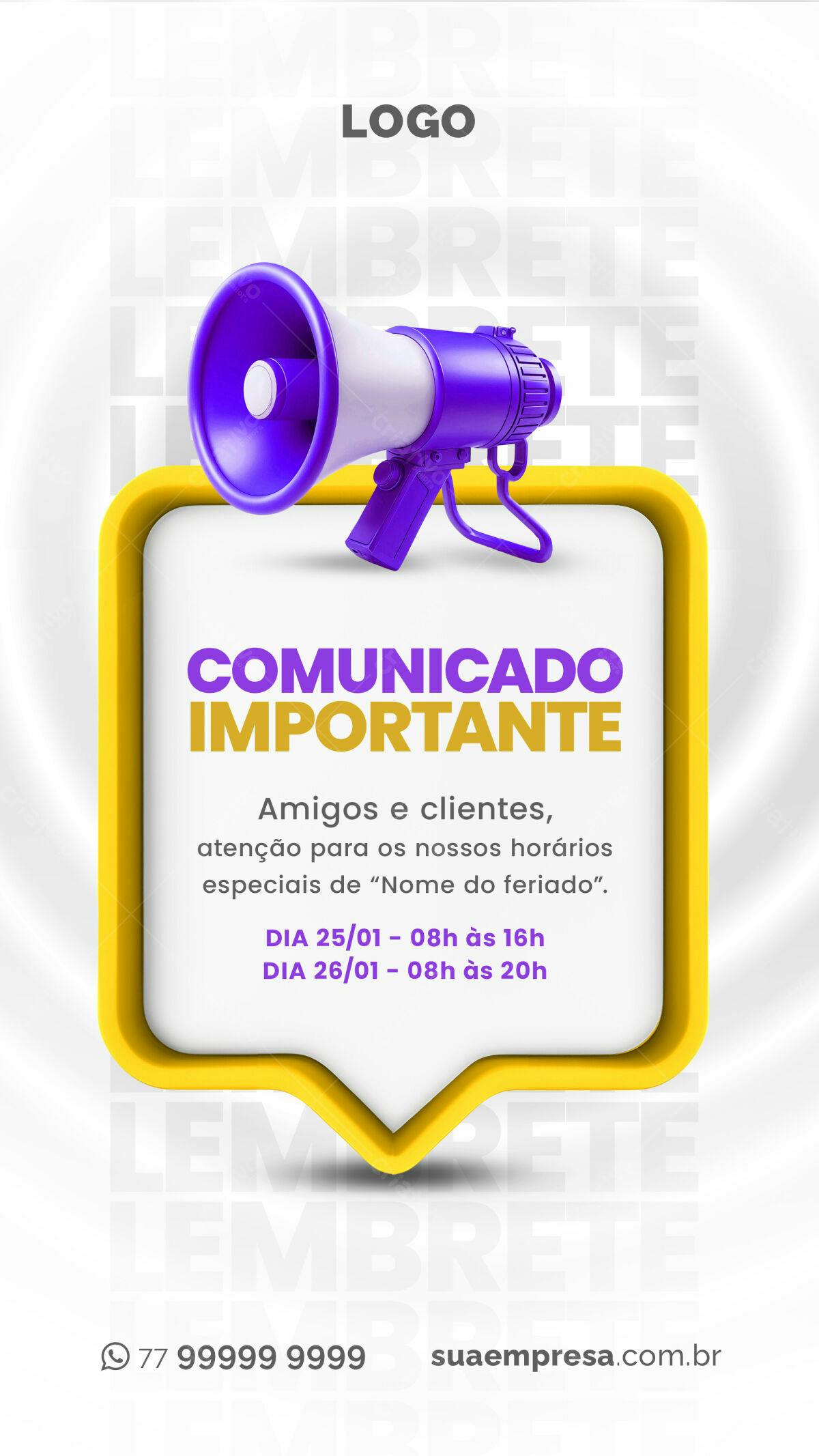 Flyer de Comunicado Importante PSD Editável