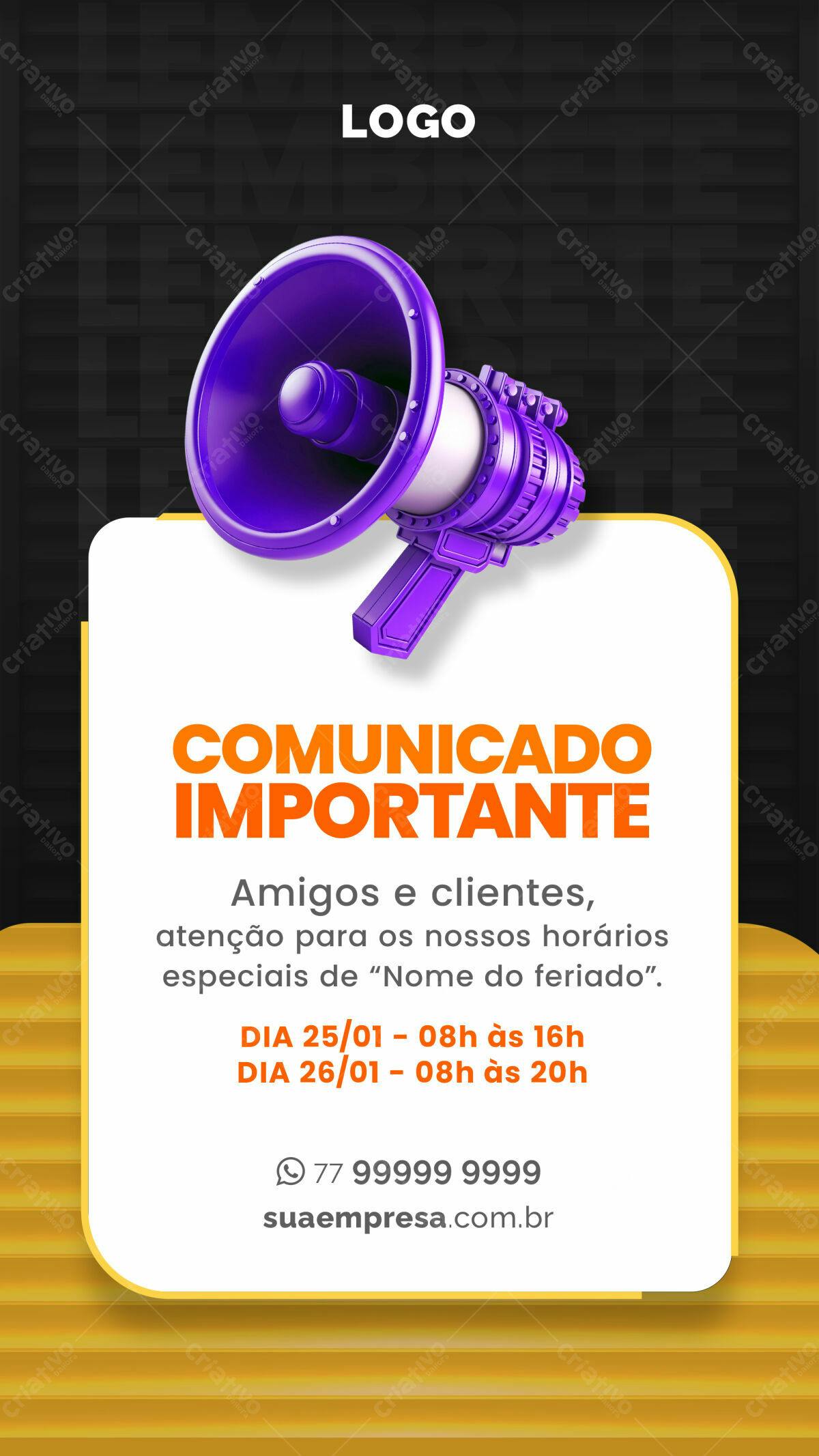 Comunicado Importante PSD Editável