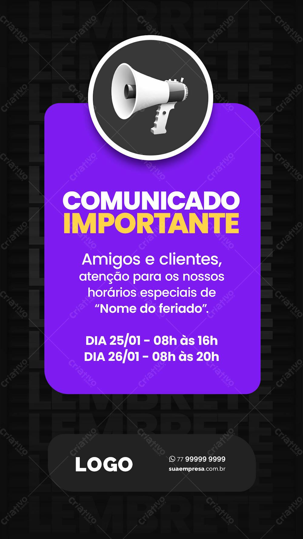 SOCIAL MEDIA PARA AVISOS E COMUNICADOS 