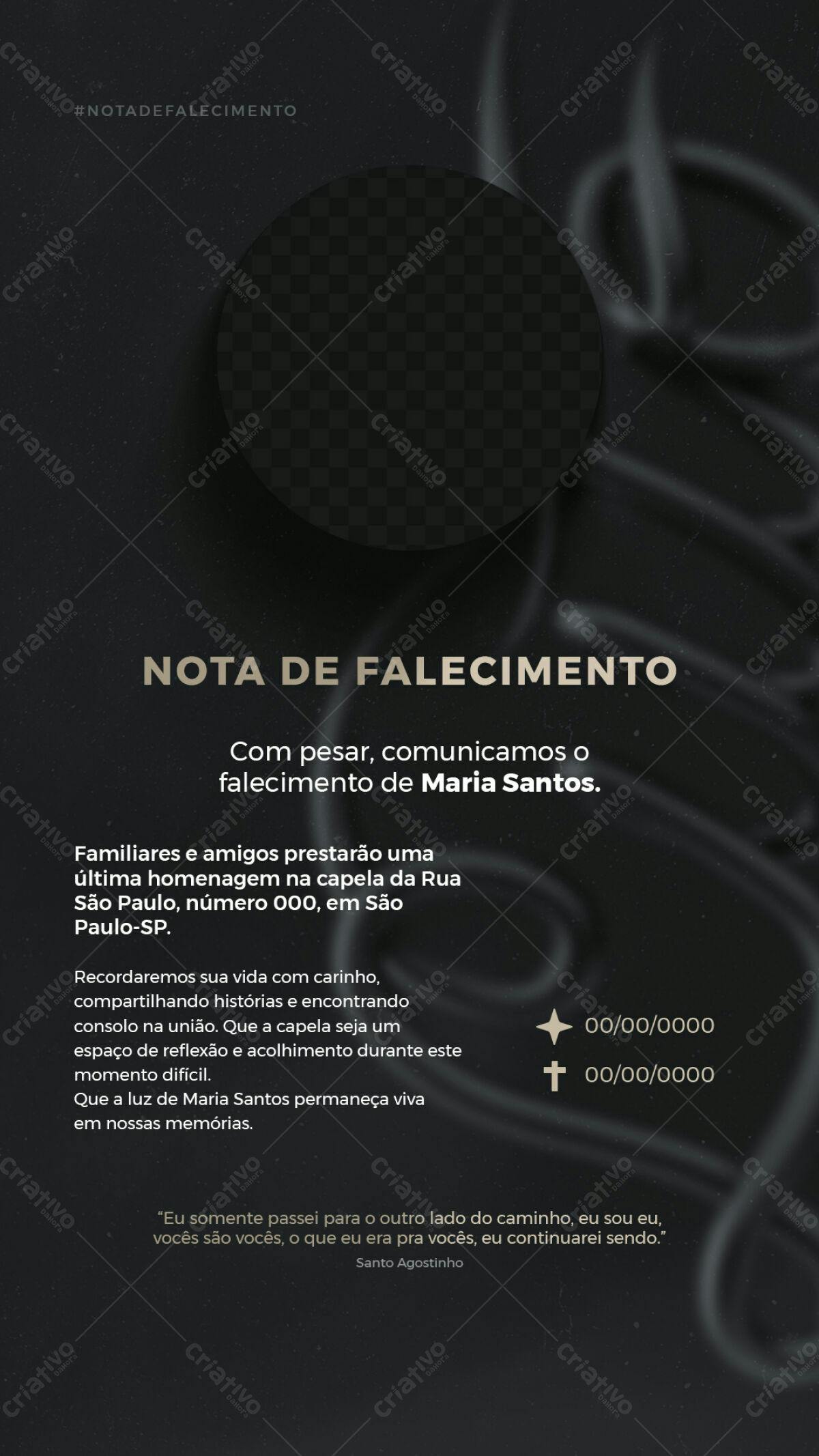 Nota de Falecimento PSD Editável