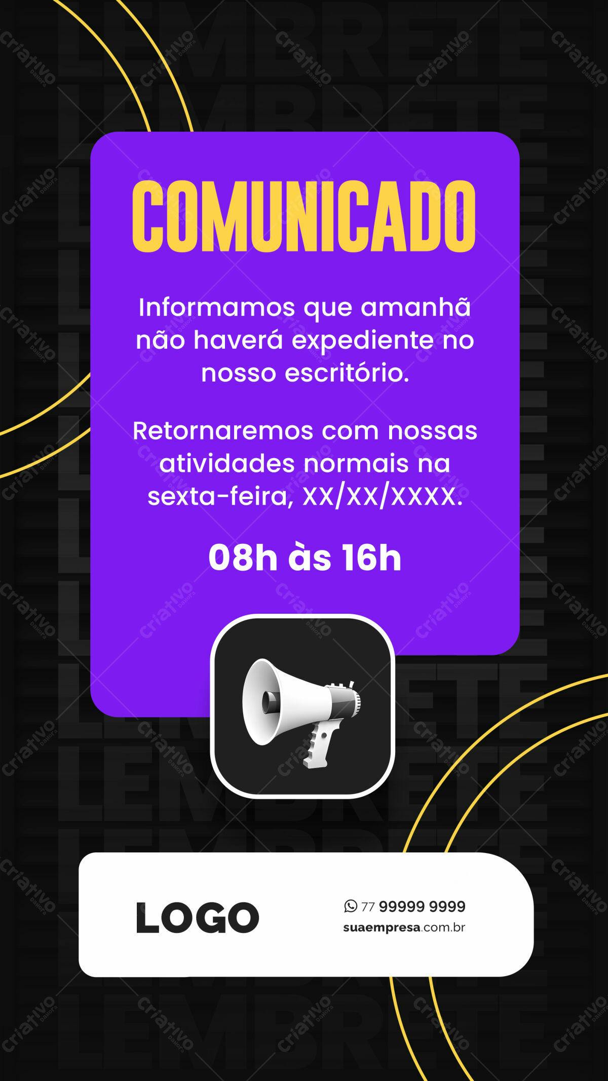 Comunicado de Encerramento de Expediente PSD Editável