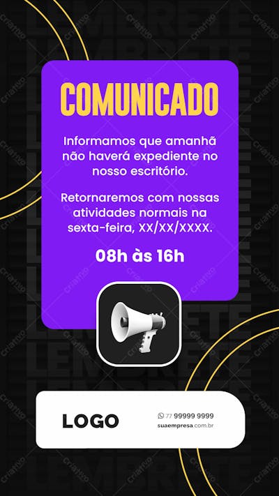 SOCIAL MEDIA PARA AVISOS E COMUNICADOS 