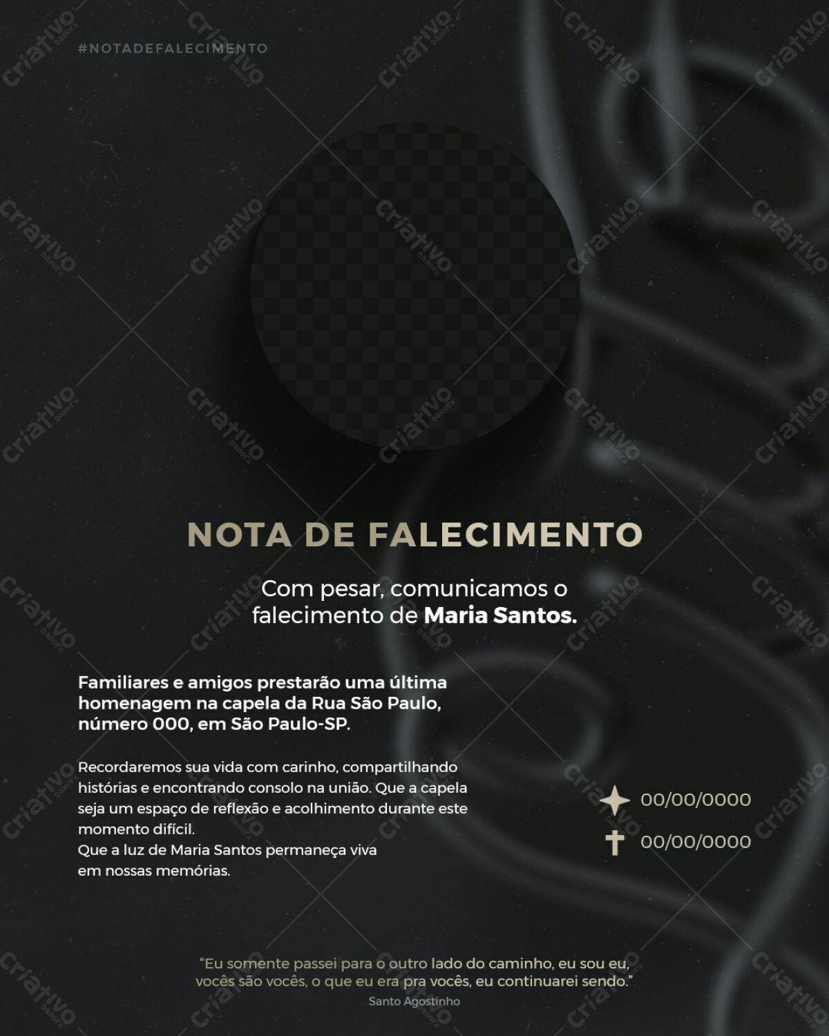 Nota de Falecimento PSD Editável