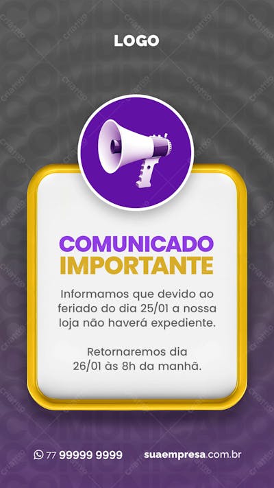 SOCIAL MEDIA PARA AVISOS E COMUNICADOS 