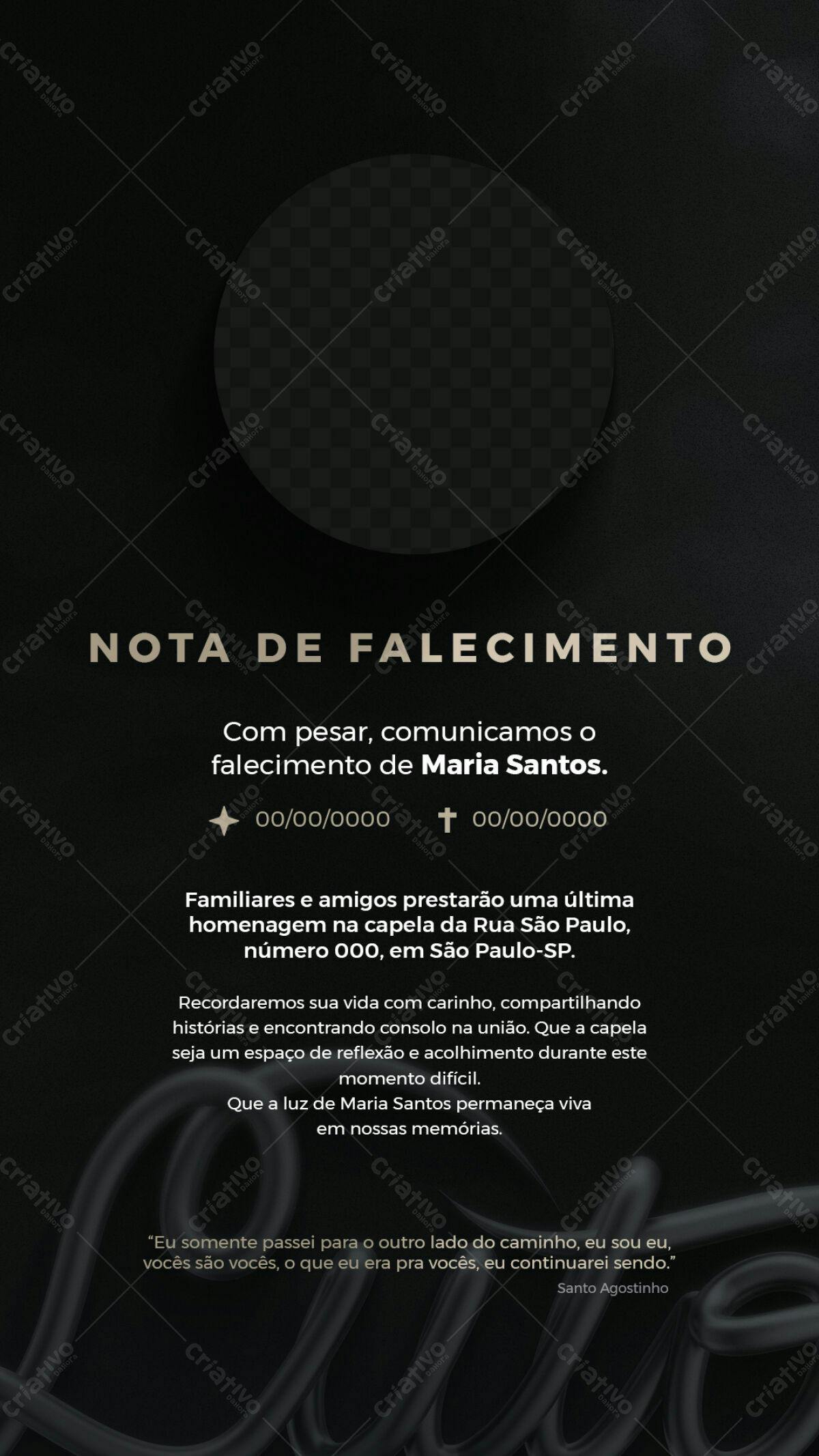 Nota de Falecimento PSD Editável