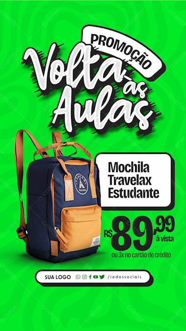 Story volta as aulas papelaria mochila estudante