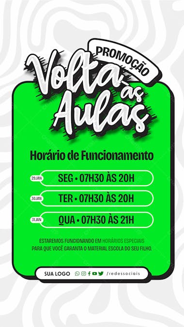 Story volta as aulas papelaria horário de funcionamento