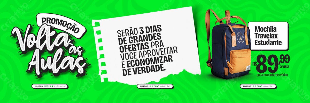 Banner Volta às Aulas com Mochila PSD Editável