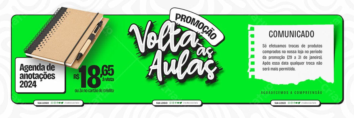 Banner Volta às Aulas PSD Editável
