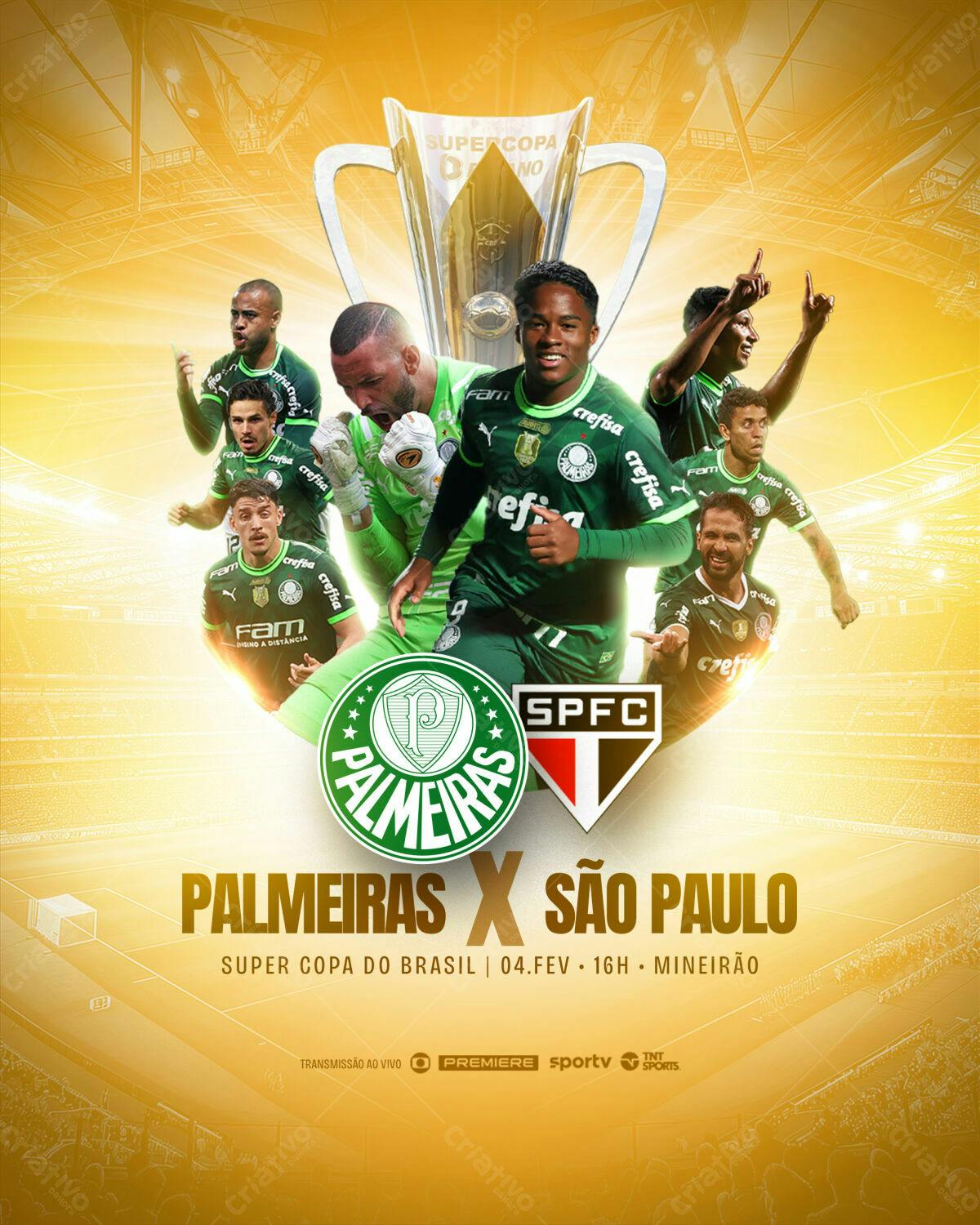 Flyer Palmeiras x São Paulo Supercopa PSD Editável
