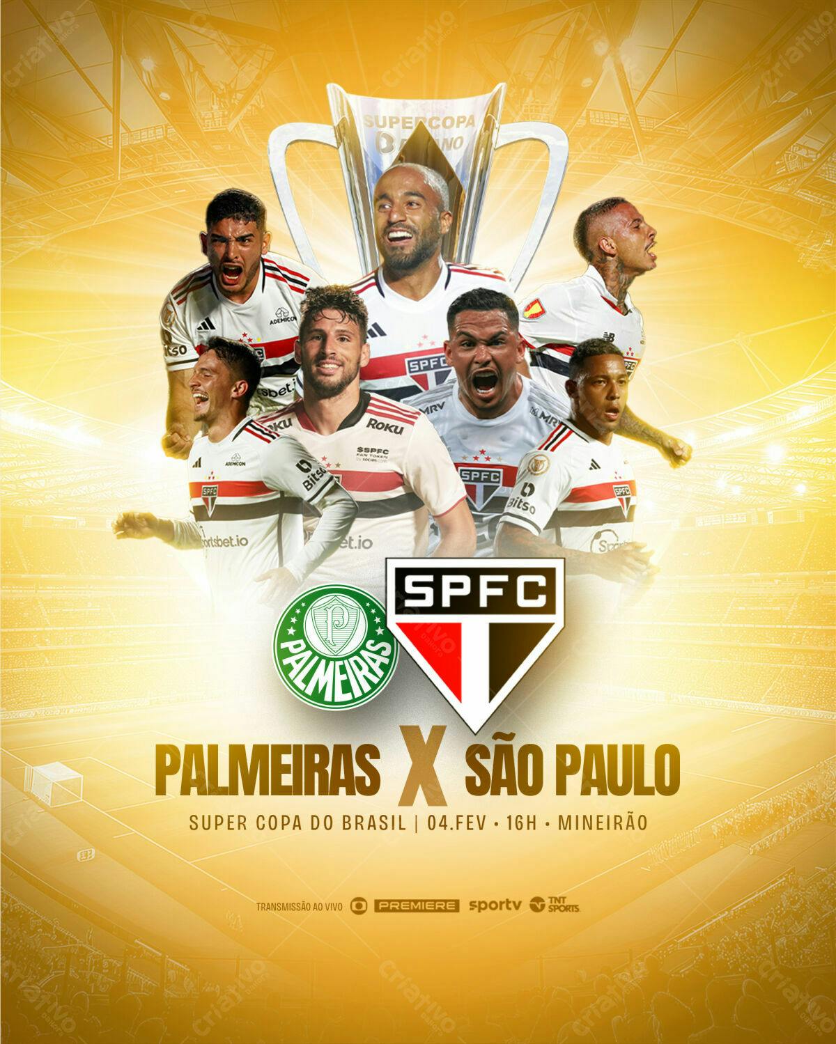Flyer Super Copa do Brasil Palmeiras x São Paulo PSD Editável