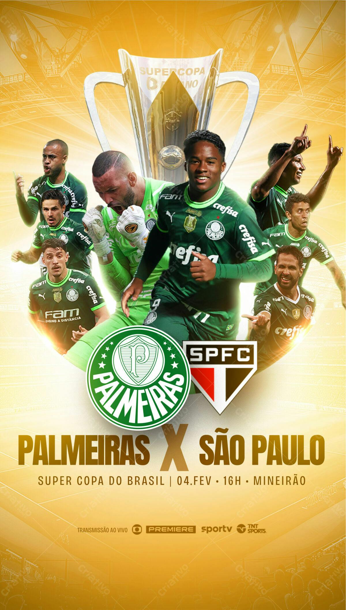 Flyer Palmeiras x São Paulo Super Copa do Brasil PSD Editável