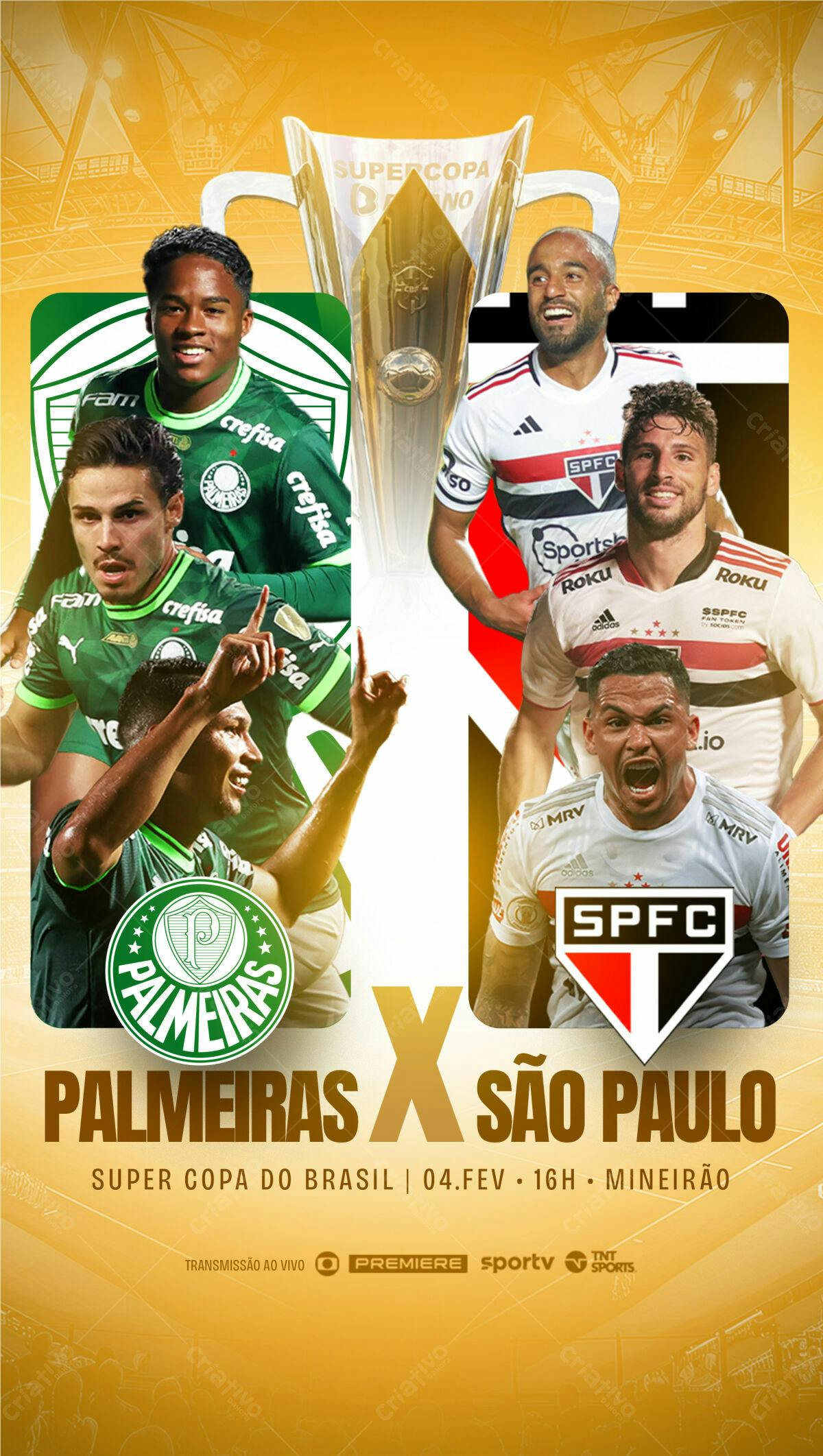 Flyer Palmeiras x São Paulo Supercopa PSD Editável