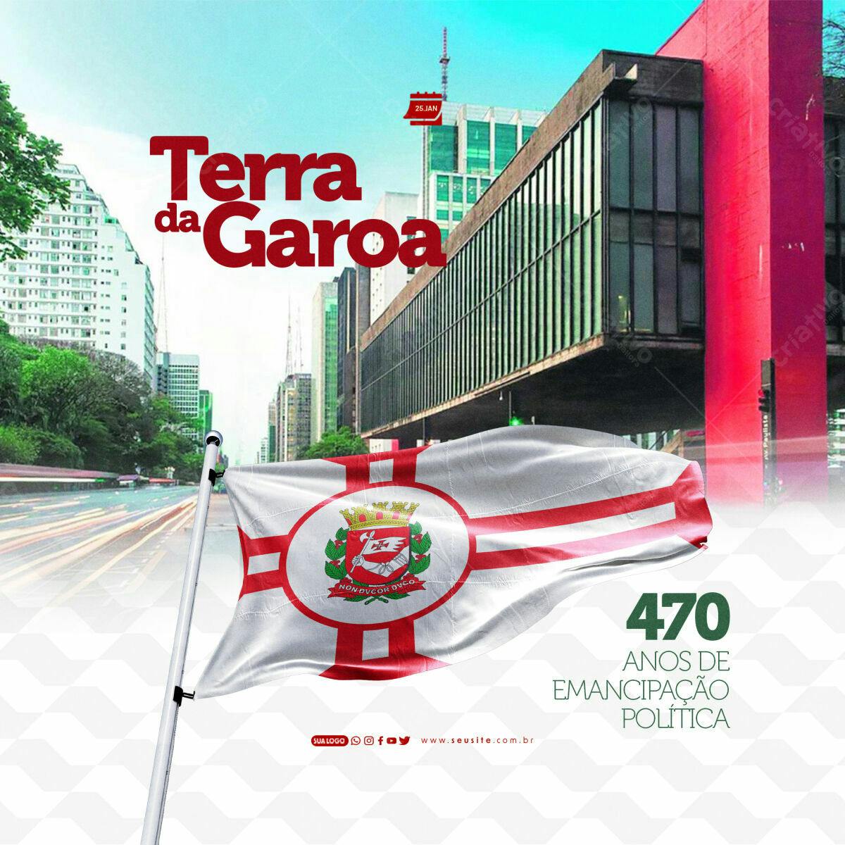 Flyer 470 Anos Emancipação Política de São Paulo PSD Editável