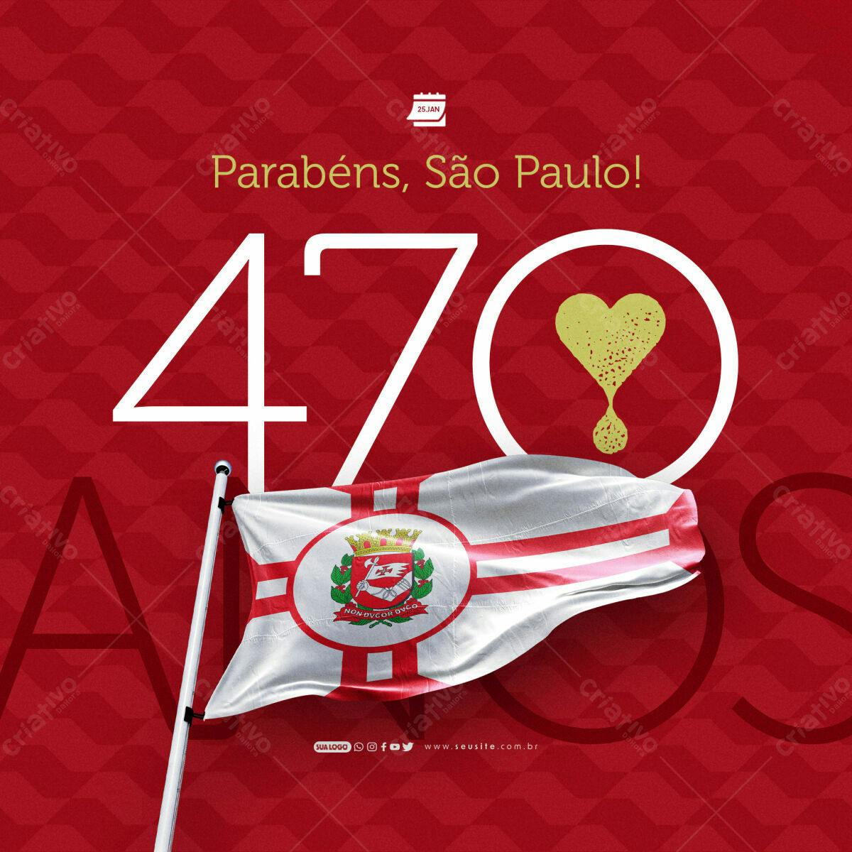 Flyer Aniversário 470 Anos de São Paulo PSD Editável