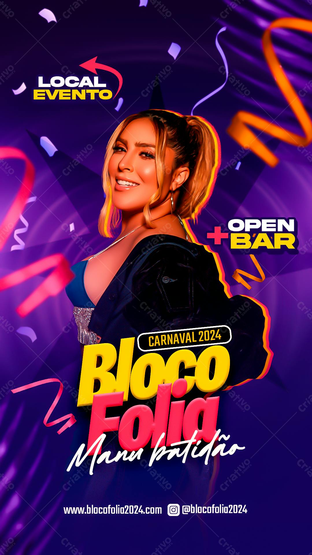 Flyer para Bloco de Carnaval PSD Editável